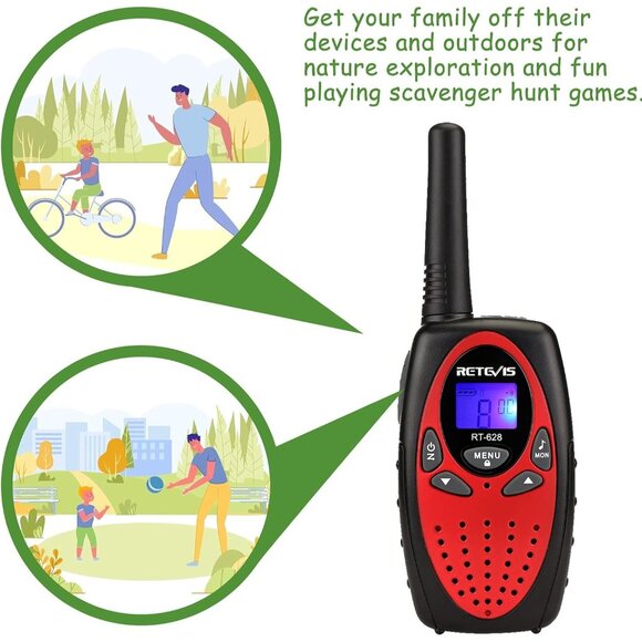 🆕 Kids Red Walkie Talkies Long Range 2 Way Radio Camping Hiking Indoor Toy Gift - Picture 4 of 10